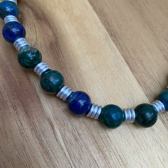 Artisan Lapis Chrysocolla Necklace and Earrings - Picture 2 of 8